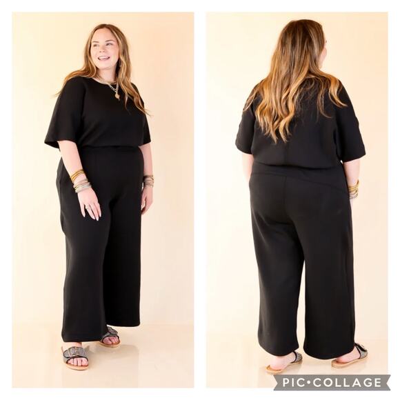 SPANX Pants - Spanx Black Air Essentials Wide Leg Jumpsuit Plus Size 2X Tall